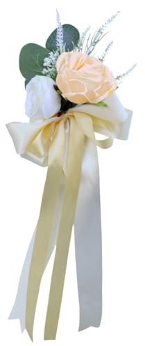 Bouquet de Fleurs Décoration Voiture pour Mariage, Décoration de Voiture de Mariage Guirlande de Fleurs Ruban Décor Fleurs Artificielles Rose Nœud Décoration pour Voiture de Mariage