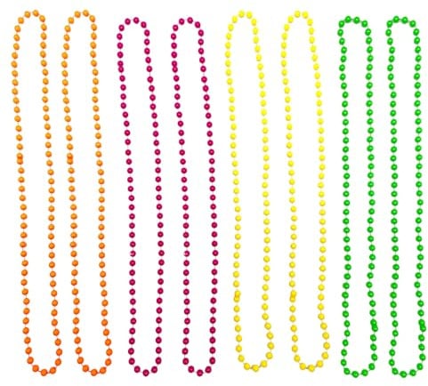 EUPSIIU 80er Jahre Neonfarbene Perlen-Halskette, Neon-Perlen, Neon-Perlen, 80er-Jahre-Kostüm-Zubehör, Halskette, bunt, Neon-Party-Halskette, Kostüm-Zubehör (mehrfarbig)