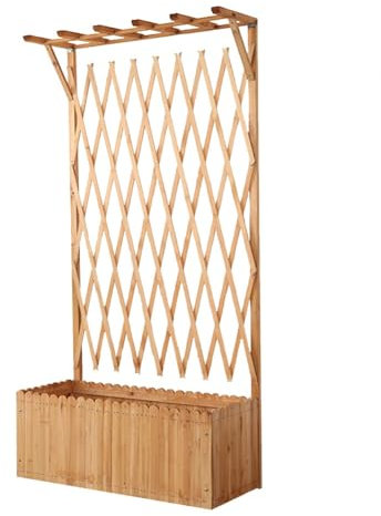Blumenkästen mit rankgitter Blumenkübel mit rankgitter Pflanzgefäße aus Holz für Balkone und Gärten Inklusive Kletterpflanzengitter Sichtschutz Schutz vor Regen und Sonne im Freien Karbonisierte Farbe