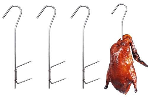 Ganchos para Ahumar, Ganchos de Carnicería, Ganchos para Fumar, Ganchos de Acero Inoxidable, Adecuado para Colgar Pescado Ahumado, Carne, Embutidos, Reutilizable, 3 Piezas
