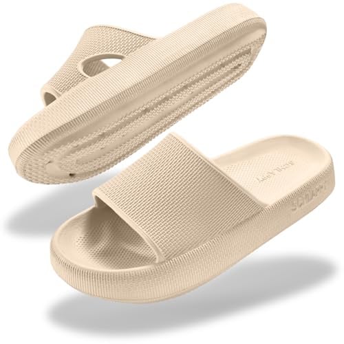 SCHLAPPY™ Original Badeschuhe für Damen&Herren, Badelatschen&Wolkenschuhe 100% Plastikfrei, Wasserfest&Rutschfest (Beige, EU Schuhgrößensystem, Erwachsene, Numerisch (von/bis), M, 44, 45)