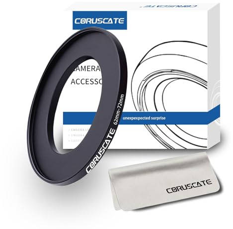 62mm auf 72mm Objektivadapter Ring,Step Up Ring Filter Adapter Kompatibel mit Allen 62mm Objektiven mit 72mm UV ND CPL Filter +1pcs Objektivreinigungstuch