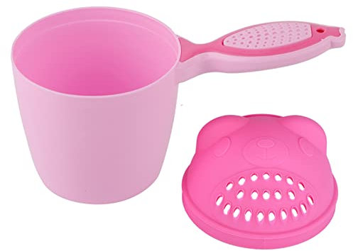 Baby Bath Jug, Bath Rinser, Cute Baby Shampoo Cup Kid Wash Hair Bathing Flusher Bath Hair Rinsing Cup Bath Cups for Toddlers Bath Accessories Essential Bath Accessories (Pink)