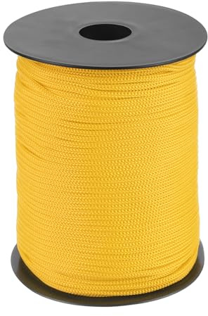 Sourcing Map Corde tressée en polypropylène de 3 mm, corde en nylon de 100 m, jaune clair, corde à linge, camping, randonnée, plein air, travaux manuels