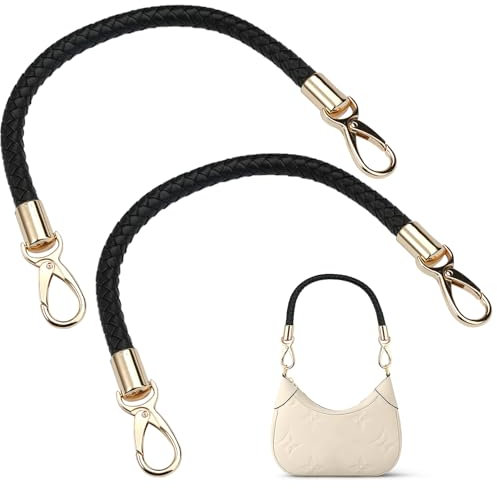 2 Stück Taschenhenkel, 60cm Taschengriffe, PU Schwarz Henkel für Taschen, Taschenhenkel Mit Karabiner, Taschengriffe Leder, Handtasche Griff,Taschen Henkel,für Einkaufstasche Handtasche Taschenzubehör