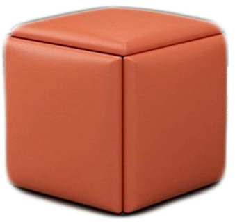 Modernes quadratisches Leder-Sofa mit multifunktionalem platzsparendem Design, Orange, mit Ablagefuß und gepolstertem Sitz