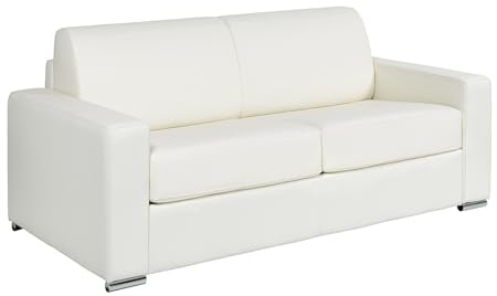 Vente-unique-Schlafsofa mit Matratze 3-Sitzer - Liegefläche 140 cm - Matratze 22 cm - Büffelleder - Weiß - CALITO
