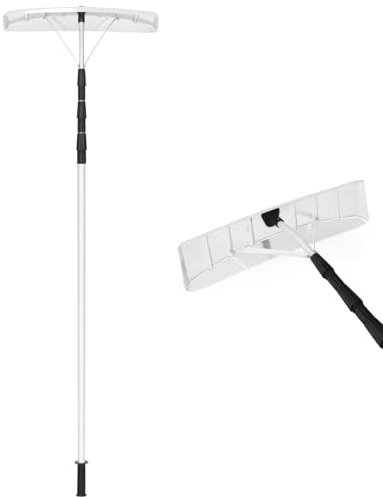 Snow Roof Rake, 200-630cm Extendable Aluminium Snow Rake with 40/63cm Blade, Anti-Slip Handle, Snow Removal Shovel Tool for Clearing Roof, Car Snow & Leaves (Silver, 63 x 15 x 630cm)