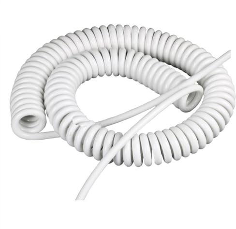 Espiral enrollada Cable espiral de alimentación cuadrado de 2 núcleos, calibre 22 AWG, 0,3 mm, blanco, expandible, de línea recta, 2,5 m, 5 m, 7,5 metros, alambre de resorte Alambre de tensión(5 meter