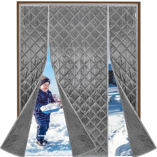 FYHDSH Fenêtre Rideau Magnétique de Protection Thermique pour Portes, Rideau de Porte Isolant Thermique, Rideau Thermique pour porte, Étanche, Coupe-vent, Pas de perçage nécessaire, 120x190cm, gris