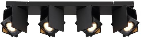 Ceiling Light Ceiling Spotlight Black Ceiling Spotlights 4 Bulbs Living Room Light with Adjustable Spots, Metal, 4x GU10 Socket, L x W x H 61.2 x 8.4 x 15.7 cm