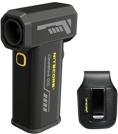 Nitecore CINEWIND CW20 - Ventilatore tascabile per fotografia, ad aria compressa, multiuso, con custodia in pelle, ugello piatto, ugello rotondo (nero)