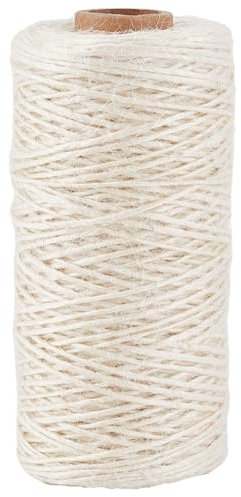 SOFPLATE Cordón de Cáñamo Fino de 328 pie/100 m Y 1mm, Cuerda de Yute Blanca, Cordón para Manualidades, Abalorios, para Hacer Joyas, Trenzado, Envoltura de Regalos, Decoración Artística, Jardinería,
