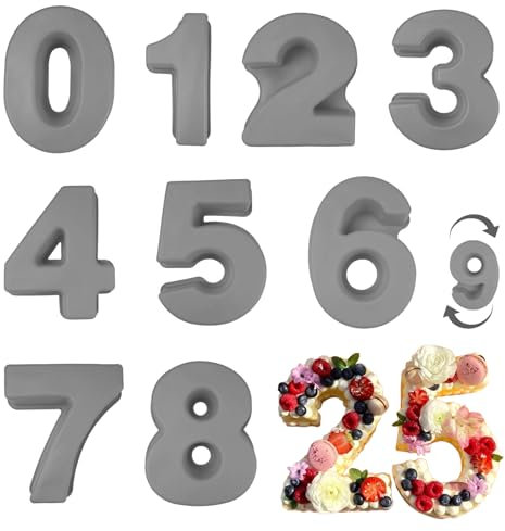 Velicber Verdickt Silikon Zahlen Kuchenformen 10 Zoll Silikon Backform Zahlen Number Cake Backform Zahlen Backformen Groß Kuchenform Silikon für DIY Backen Formen Set Geburtstag Party