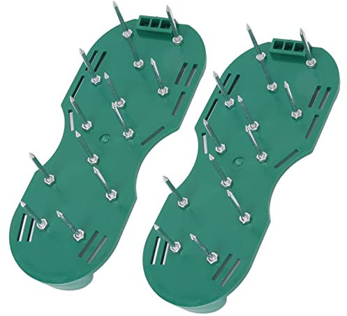 Lawn Spike Shoes Buckle Straps Lawn Aerator Spike Shoes Scarifiers Shoes for Garden Black (Green)