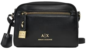 Armani Exchange Schwarze Umhängetasche für Damen mit Logo und Schloss, Schwarz , Einheitsgröße
