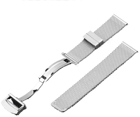 HUTBUVEAW Bracciale milanese a Maglie da 20/22 mm for Omega Seamaster 007 Cinturino in Acciaio Inossidabile di Fascia Alta for Fibbia Pieghevole IWC Pilot Quick Fit(22mm)