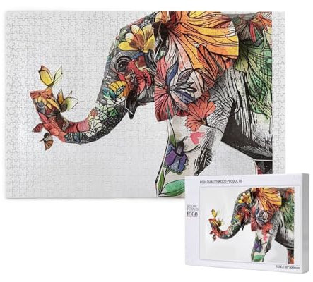 Intelligenz-Puzzle aus Holz, 75 x 50 cm, Elefant, bedruckt, 1000 Teile (verpackt), Puzzle, Lernspiel für Erwachsene, Heimdekoration, Puzzle