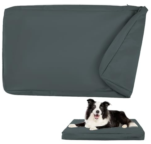 DUJUIKE 100% Wasserdichter Ersatzbezug für Hundebett, Ersatzbezug für Hundeunterlage, Abnehmbarer Hundematratzenbezug, Hundematratzeneinlage mit Reißverschluss (Dunkelgrau, L(102 x 69 x 10cm))