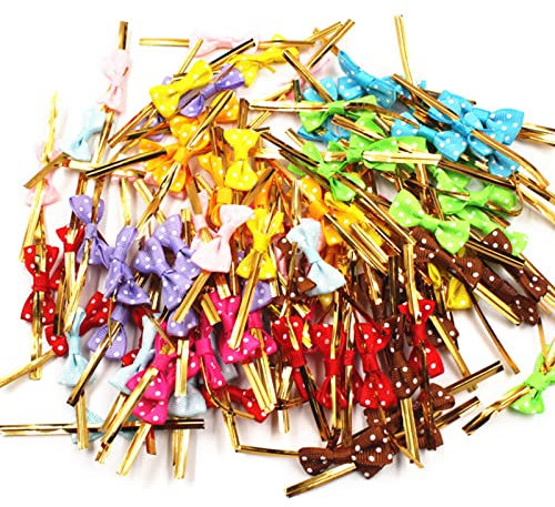 Fliege, goldener Draht, 100 Stück, Bindung, Lutscher, Süßigkeiten, Verpackung, Beutel, Verschluss für Festival, Hochzeit, Party, Babyparty, Gastzubehör