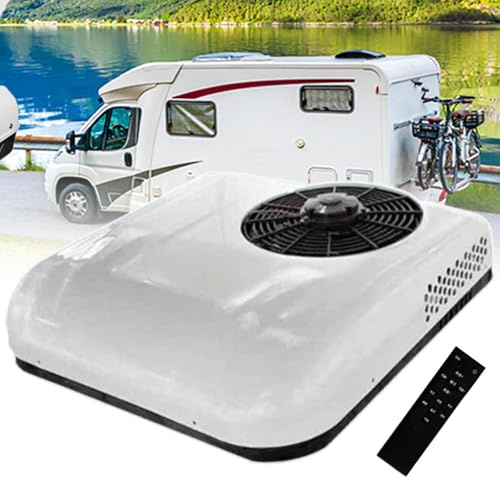 menglanchang Climatisation Camping-Car, 850w Climatisation 12V/24v Toit avec Refroidissement/Refroidissement+Chauffage, Climatisation Caravane,Climatisation Faible Bruit Camion WhiteCool24v