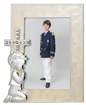 Fotorahmen Kommunion Perlmutt mit Kreuz für Foto 6 x 8 cm 9 x 11 cm