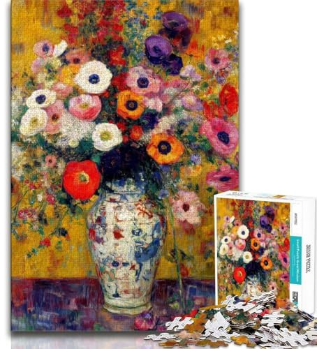 Puzzle 1000 pièces pour Adultes Fleurs dans Un Vase avec pièces de Formes aléatoires entièrement emboîtables pour Les Enfants de 14 Ans et Plus (38x26cm)