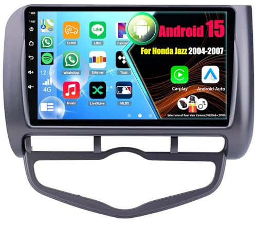 Android 15 Autoradio CarPlay Android Auto per Honda Jazz 2004-2007, 9 Pollici Car Radio con GPS WiFi Bluetooth FM RDS(8Core(6+128GB))