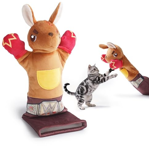 PURETOY Cat Wrestling Glove, 22 inch Cat Puppet Wrestler with 5 Catnip Pouches & 3 Layer Resistant Protection, Interactive Cat Toy with Treat Pocket for Boredom Relief & Mental Stimulation