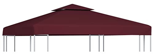 Mokuyary Pavillon-Dachplane mit Kaminabzug 310 g/m² 3x3 m Weinrot Ersatzdach, Stabil Winterfest Wasserdicht & UV-Beständig, für Schatten im Freien