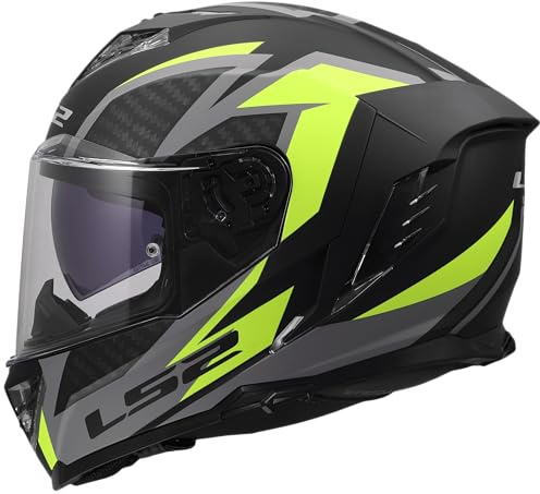 LS2, Integraler Motorradhelm STORM III DYNAMO Black H-V Yellow, XS