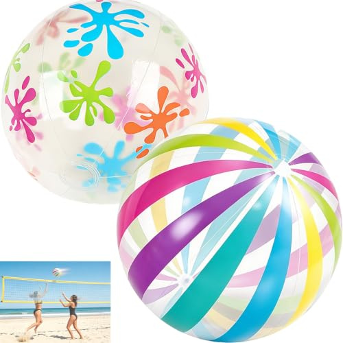 2 Wasserball Aufblasbar 40cm,Transparenter Strandball für Pool & Sommer