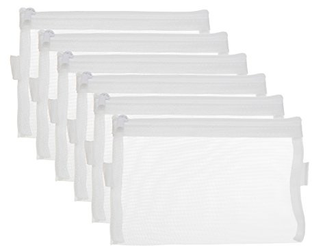 HYFAN Dokumententasche mit Reißverschluss, atmungsaktiv, transparent, Netzstoff, Dokumententasche für Bürobedarf (weiß, A6-Größe, 6 Stück)