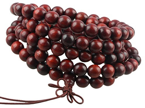 mookaitedecor elastisches Holz Armband mit 108 Perlen, Buddhistische Tibetische Gebetskette, Buddha Mala Kette Halskette für Yoga & Meditation