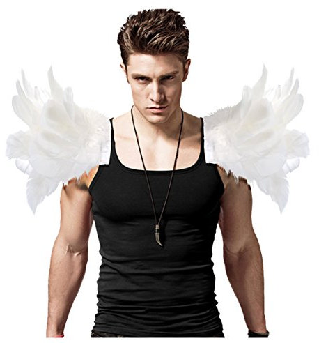 keland Männer 'Gothic Natural echte Feder Epaulet Shrug Schulter ein Paar (Weiß)