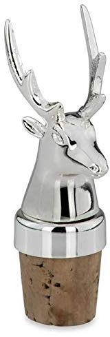 Flaschenkorken versilbert 8 cm mit Rentierkopf & Geweih - dekorativer Flaschenverschluss mit Tiermotiv - edler Korken für Weinflaschen, Hausbar, Esstisch, Geschenk & Feier