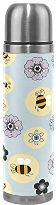 FANTAZIO Isolierkanne Isolierkanne Biene und Blume Thermosflasche für heiße Flüssigkeiten