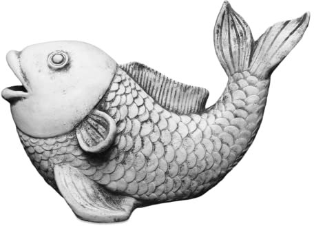 gartendekoparadies.de Saragoi prächtiger Koi-Fisch, Steinfigur, H. 21 cm, 6 kg, Grau, frostsicher aus Steinguss für Außenbereich