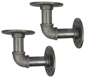 Natural Goods Berlin 2X Regalhalterung Schöneberg | 3/4 Zoll Eisen Rohr Regalhalter, Pipe Regalträger Vintage, Industrial Wandregal L - Form (für 12-18cm Regalbretter, Industrial)