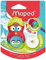 Maped - Duo Anspitzer/Radiergummi Loopy – Anspitzer mit Tank + 1 Loch – weißer Radiergummi drehbar ohne PVC + Nachfüllpackung – mit Schutzkappe – Design Totem Rot/Grün