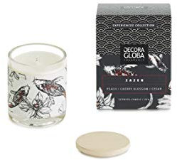 DECORAGLOBA - Vela Aromática en Vaso de Cristal - Fragancia ZAZEN - Aroma a rosa, jazmín y pino - Colección Japón Experience - 50 Horas de Quemado (220gr)
