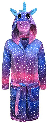 Live It Style It Einhorn Bademantel für Frauen Erwachsene Hausmantel Damen Weiche Nachtwäsche mit Kapuze