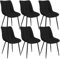 WOLTU Esszimmerstühle 6er Set Küchenstuhl Polsterstuhl Wohnzimmerstuhl Sessel mit Rückenlehne, Sitzfläche aus Leinen, Metallbeine, Schwarz BH206sz-6