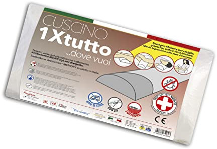 V.I.P. VERY IMPORTANT PILLOW Cuscino UNO PER TUTTI con Dispositivo Medico a Mezzo Cilindro, Bianco, Made in Italy