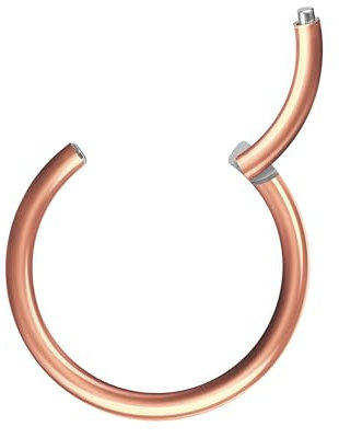 Piercingfaktor Universal Titan G23 Piercing Scharnier Clicker Ring Septum für Tragus Helix Ohr Nase Lippe Brust Intim Nippel Augenbrauen Roségold 1,0mm x 12mm