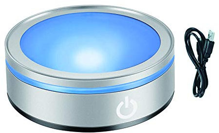 CDIYTOOL Base luminosa a LED, multicolore, rotonda, espositore per esposizione in vetro 3D, con interruttore sensibile al tocco [classe energetica A+] (base piatta)