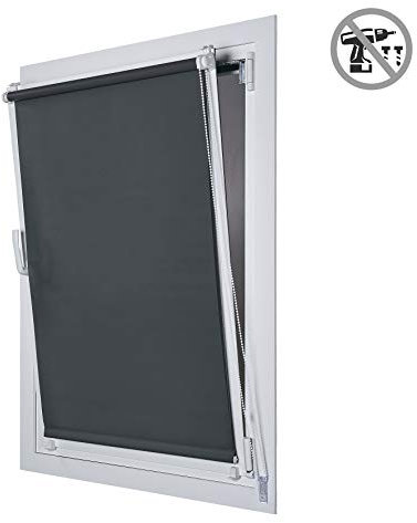 Estores Basic - Estor Opaco, Estor Enrollable instalación sin Tornillos, Ideal para Puertas abatibles, Gris, 45 x 180cm