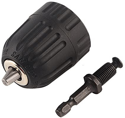 0.8-10mm Mandrin de Perçage Sans Clé, Lourds Professionnel Convertisseur avec Mandrin à Tige Hexagonale 1/4, 3/8-24UNF à Changement Rapide de Filetage pour Conversion à Clé à Chocs