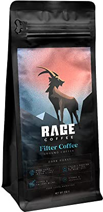 RAGE COFFEE South Indian Filter Powder - Blend of Arabica Beans & Chicory Freshly Roasted & Ground - Smooth, Delicious & Aromatic Hot or Cold Coffee, (Espresso Machine), 250 Gms