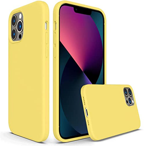 Verco Coque pour Apple iPhone 13 Pro Case Case Case Case Silicone Gel [Doublure intérieure] Coque pour iPhone 13 Pro Case Antichoc Jaune